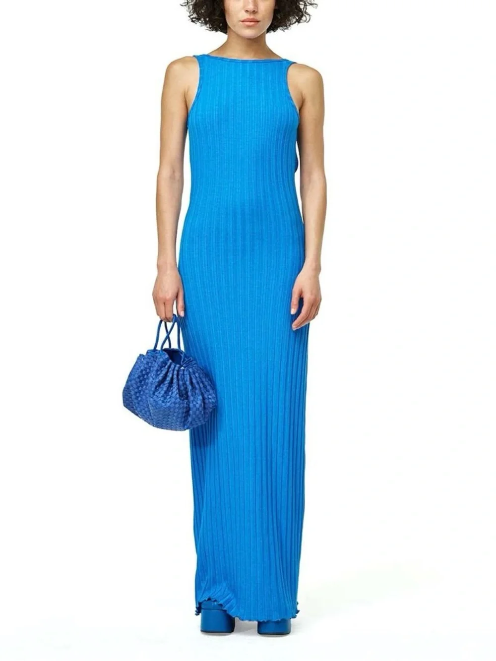 Simon Miller Draco Blue Ribbed Backless Maxi Dress Form Fitting Casual Small - Picture 2 of 11
